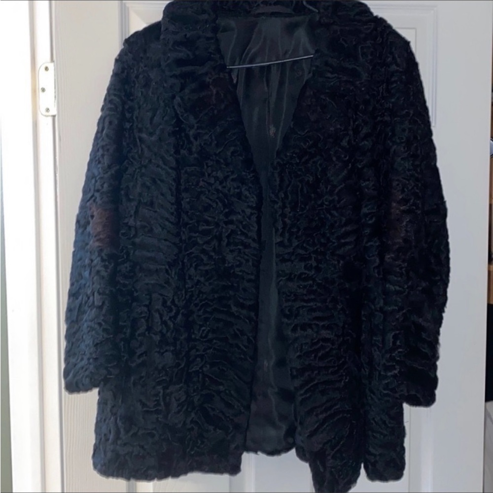 Elegant Women's Black Swakara Teddy Jacket